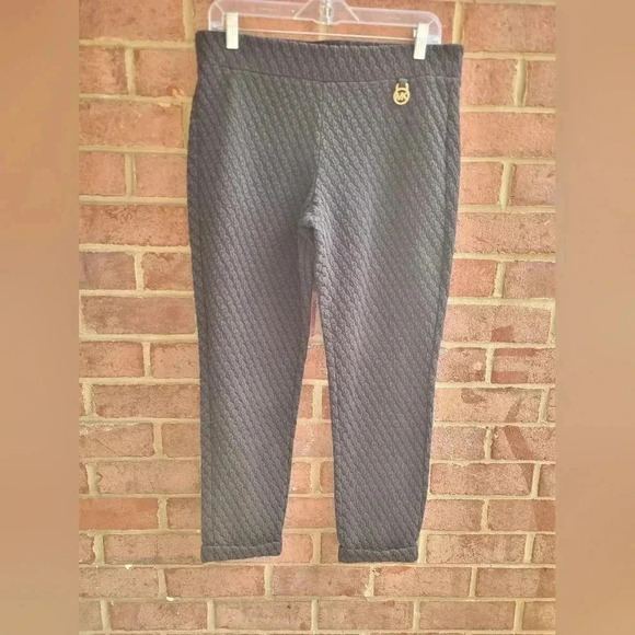 Michael Kors textured pattern ankle length gold hardware logo pants - Picture 8 of 8